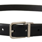 Dolce & Gabbana Black Calf Leather Silver Metal Logo Buckle Belt