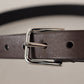 Dolce & Gabbana Brown Calf Leather Silver Tone Metal Buckle Belt