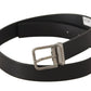 Dolce & Gabbana Black Plain Leather Silver Tone Metal Buckle Belt