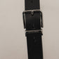 Dolce & Gabbana Black Plain Leather Silver Tone Metal Buckle Belt