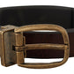 Dolce & Gabbana Brown Leather Vintage Style Brass Metal Buckle Belt