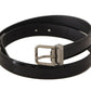 Dolce & Gabbana Black Calf Leather Silver Tone Metal Buckle Belt