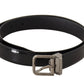 Dolce & Gabbana Black Calf Leather Silver Tone Metal Buckle Belt