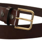 Dolce & Gabbana Brown Polished Leather Gold Tone Metal Buckle Belt