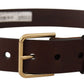 Dolce & Gabbana Brown Polished Leather Gold Tone Metal Buckle Belt