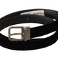 Dolce & Gabbana Black Classic Velvet Logo Engraved Metal Buckle Belt