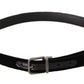 Dolce & Gabbana Black Classic Velvet Logo Engraved Metal Buckle Belt