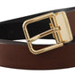 Dolce & Gabbana Brown Classic Leather Gold Tone Metal Buckle Belt