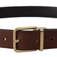 Dolce & Gabbana Brown Classic Leather Gold Tone Metal Buckle Belt