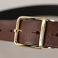 Dolce & Gabbana Brown Classic Leather Gold Tone Metal Buckle Belt