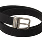 Dolce & Gabbana Black Canvas Leather Silver Metal Buckle Belt