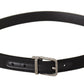 Dolce & Gabbana Black Canvas Leather Silver Metal Buckle Belt