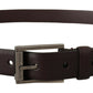 Dolce & Gabbana Brown Leather Silver Tone Metal Buckle Belt