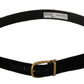 Dolce & Gabbana Black Velvet Leather Gold Tone Metal Buckle Belt