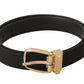 Dolce & Gabbana Black Canvas Leather Gold Metal Buckle Belt