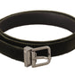 Dolce & Gabbana Green Velvet Silver Tone Metal Buckle Belt