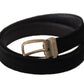 Dolce & Gabbana Black Alta Sartoria Velvet Gold Metal Buckle Belt