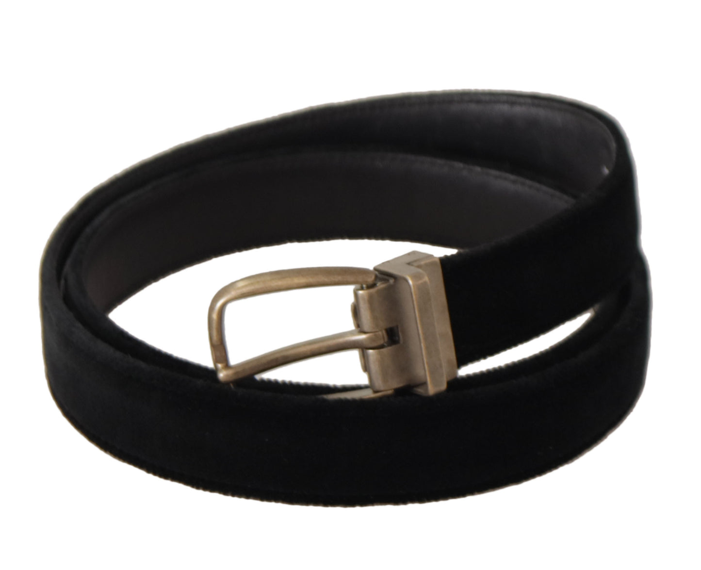 Dolce & Gabbana Black Alta Sartoria Velvet Gold Metal Buckle Belt