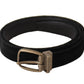 Dolce & Gabbana Black Alta Sartoria Velvet Gold Metal Buckle Belt