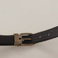 Dolce & Gabbana Black Alta Sartoria Velvet Gold Metal Buckle Belt