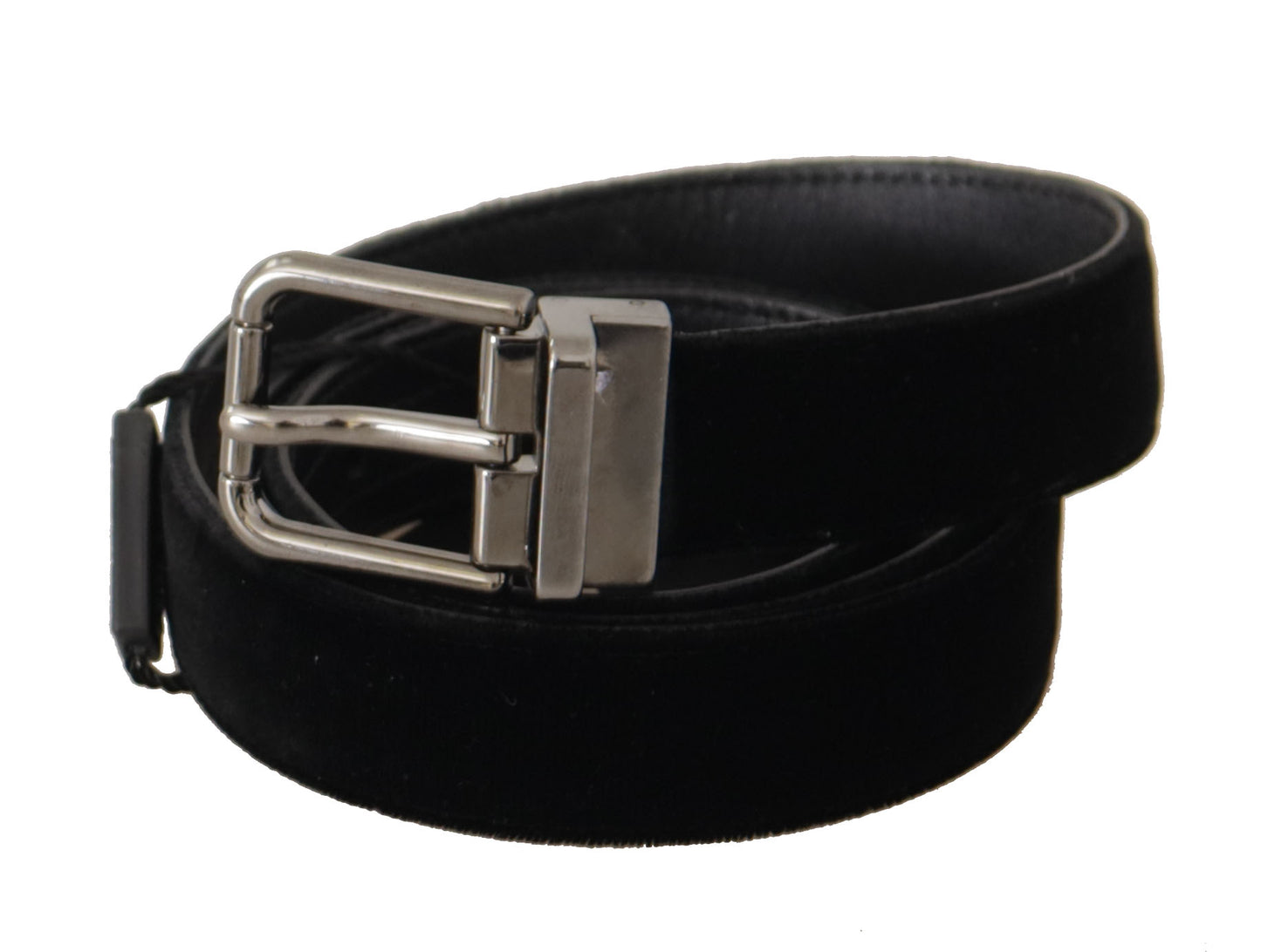 Dolce & Gabbana Black Cotton Silver Tone Metal Buckle Belt