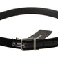 Dolce & Gabbana Black Cotton Silver Tone Metal Buckle Belt