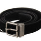 Dolce & Gabbana Black Cotton Silver Tone Metal Buckle Belt