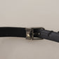 Dolce & Gabbana Black Cotton Silver Tone Metal Buckle Belt