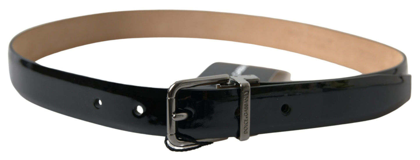 Dolce & Gabbana Black Calf Leather Metal Buckle Men Belt