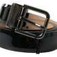 Dolce & Gabbana Black Calf Leather Metal Buckle Men Belt