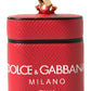 Dolce & Gabbana Red Leather Gold Tone Metal Logo Print Airpods Case