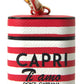 Dolce & Gabbana Red Stripe Dauphine Leather Logo Print Strap Airpod Case