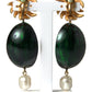 Dolce & Gabbana Red Watermelon Gold Brass Crystal Clip Dangling Earrings