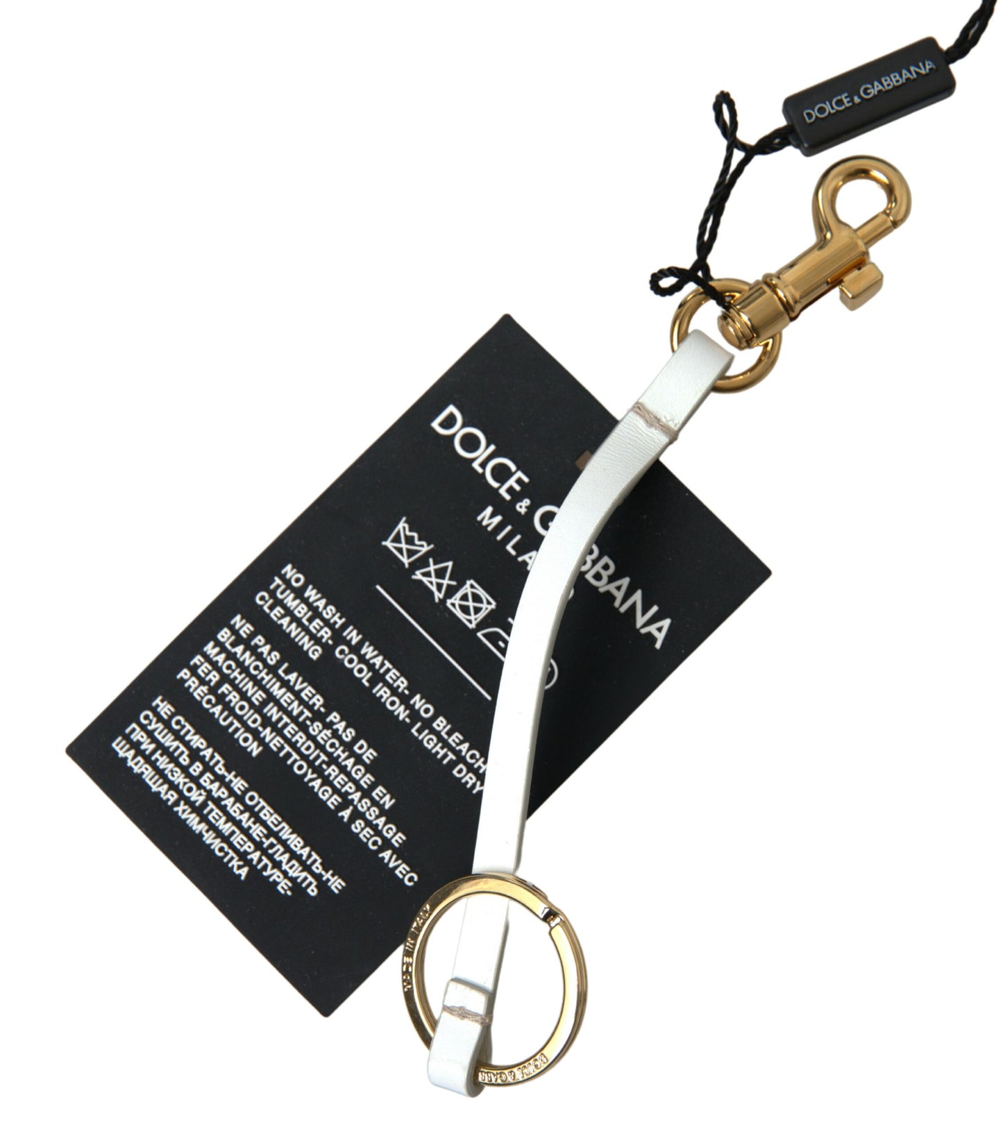 Dolce & Gabbana Black Silicone DG Logo Gold Brass Keychain