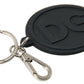 Dolce & Gabbana Black Rubber DG Logo Silver Brass Metal Keychain