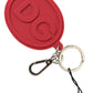 Dolce & Gabbana Red Rubber DG Logo Silver Brass Metal Keyring Keychain