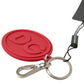 Dolce & Gabbana Red Rubber DG Logo Silver Brass Metal Keyring Keychain