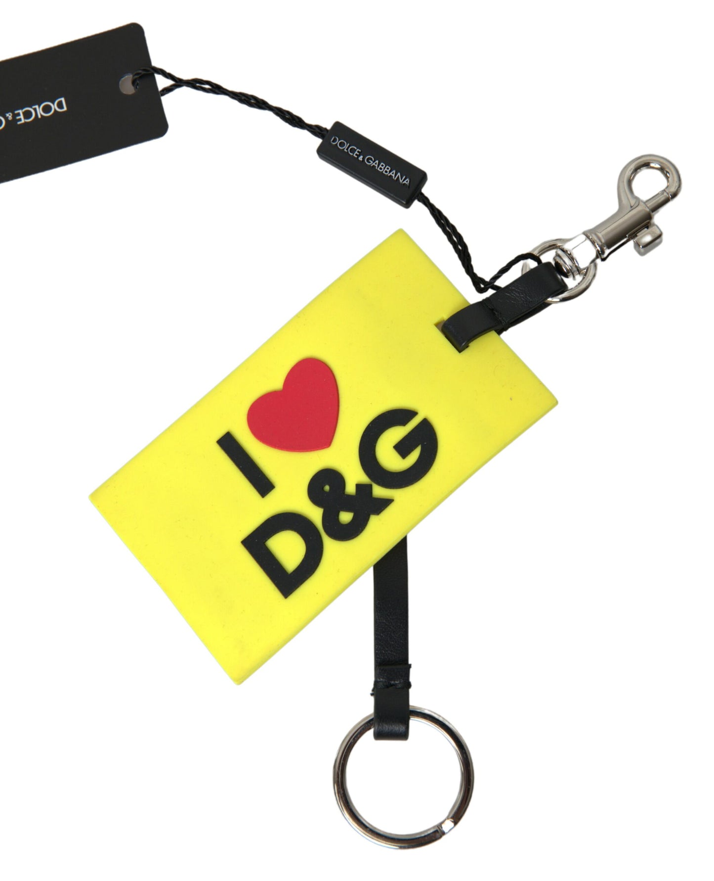 Dolce & Gabbana Yellow Silicone DG Logo Gold Brass Keyring Keychain