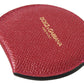 Dolce & Gabbana Red Calfskin Leather Round Hand Mirror Holder