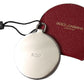 Dolce & Gabbana Red Calfskin Leather Round Hand Mirror Holder