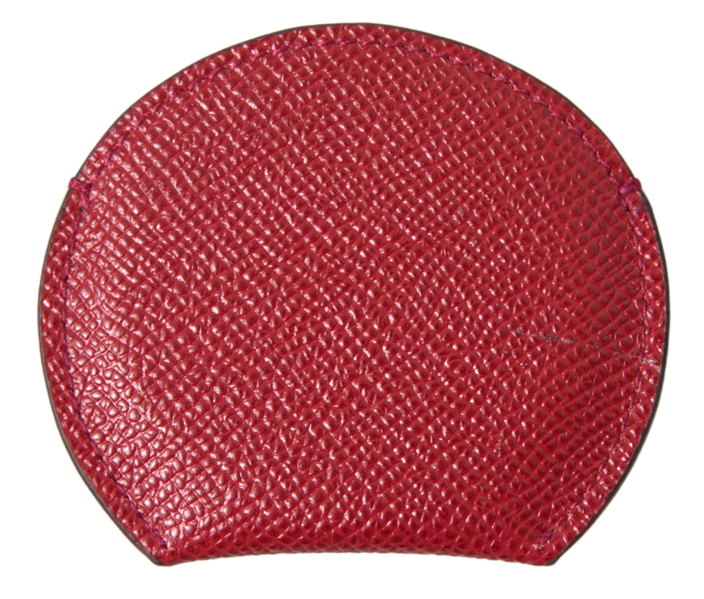 Dolce & Gabbana Red Calfskin Leather Round Hand Mirror Holder