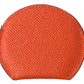 Dolce & Gabbana Orange Calfskin Leather Round Logo Hand Mirror Holder