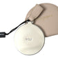 Dolce & Gabbana Beige Calfskin Leather Round Logo Hand Mirror Holder