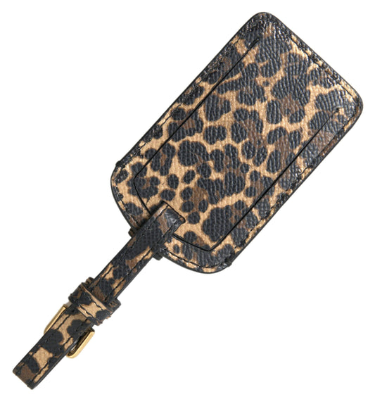 Dolce & Gabbana Multicolor Leopard Dauphine Leather DG Logo Luggage Tag