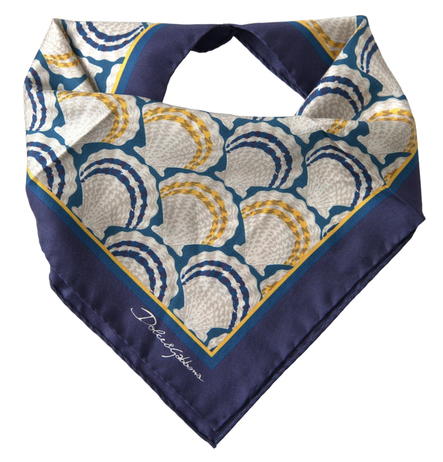 Dolce & Gabbana Multicolor Shell Silk Square Handkerchief Scarf