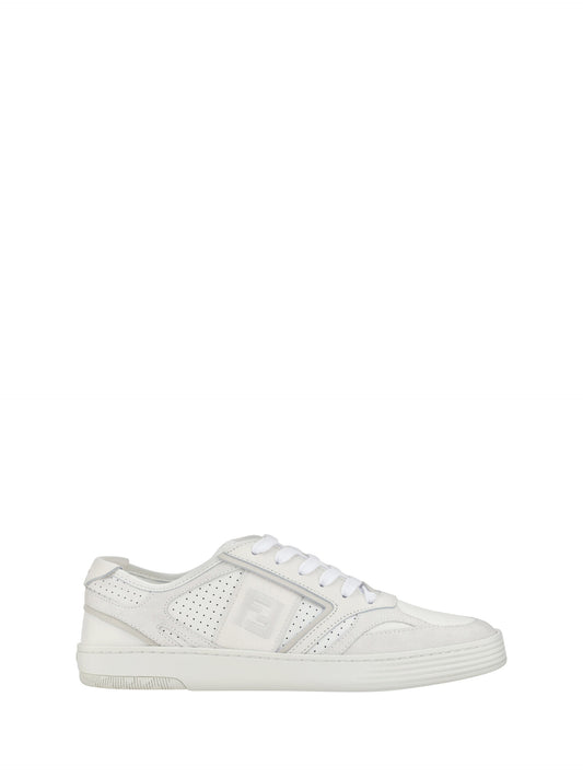 Fendi White Calf Leather Low Top Sneakers