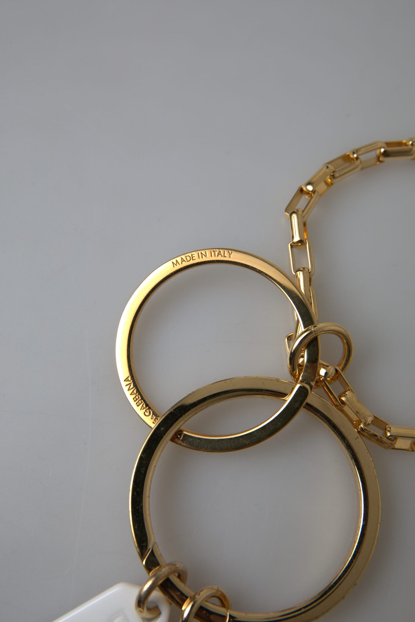 Dolce & Gabbana Gold Tone Brass Chain Link DG Logo Pendant Necklace