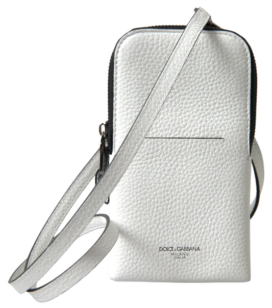 Dolce & Gabbana White Leather Purse Crossbody Sling Phone Bag