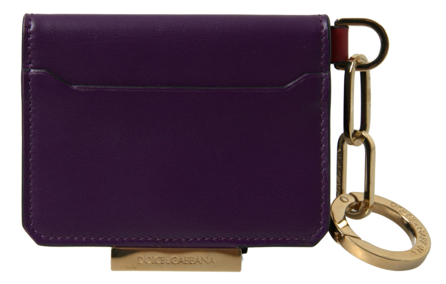 Dolce & Gabbana Purple Calf Leather Bifold Logo Card Holder Wallet