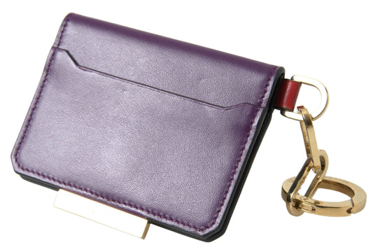 Dolce & Gabbana Purple Calf Leather Bifold Logo Card Holder Wallet